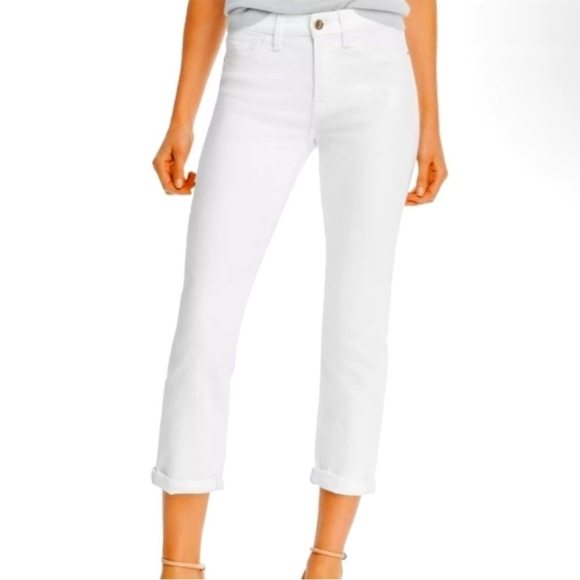 7 For All Mankind Denim - 7 For All Mankind Jen 7 Straight Crop and Roll White Jeans